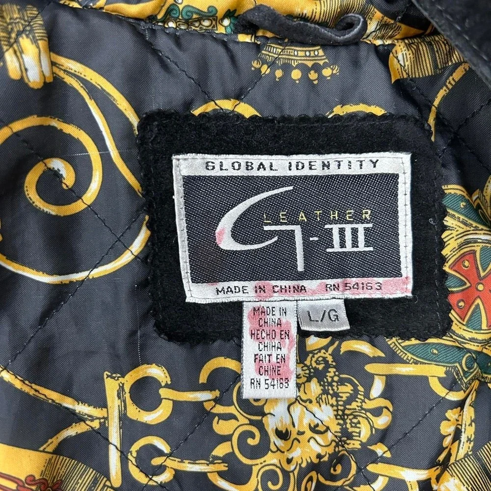 Vintage 90s G III Hooded Leather Jacket Men's Large Buckle Clasps Black Coat - Picture 5 of 8
